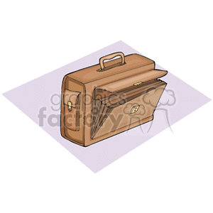 Illustrated Brown Briefcase with Compartments