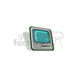 Clipart image of a retro computer monitor with a green outline and a teal screen.