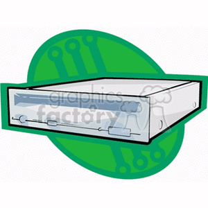 A clipart illustration of a computer drive against a green circuit board background.