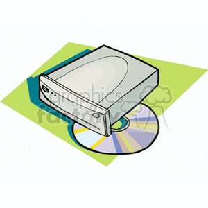 Clipart image of a CD drive and a disc.