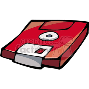 A colorful clipart image of a red floppy disk.