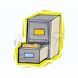 Open Filing Cabinet with Files