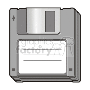 A stack of gray floppy disks with lined labels.