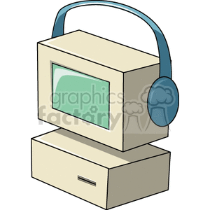 Retro Computer with Headphones