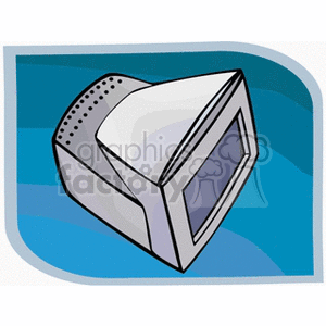 Clipart image of a vintage CRT computer monitor on a blue background.