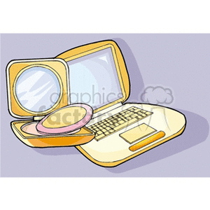 Combination of Laptop and Makeup Compact