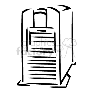 Black and white clipart of a desktop computer