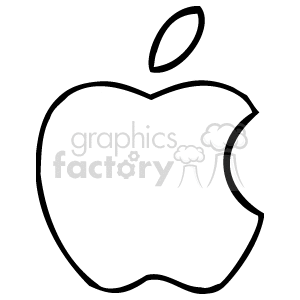 Outline drawing of an apple with a bite taken out of it.