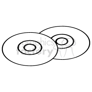 Clipart image of two overlapping compact discs (CDs) with simplified line art design.