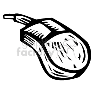 A black and white clipart illustration of a computer mouse.