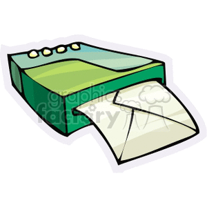 A clipart illustration of a modem with an envelope coming out of it, giving the impression that the letter (email) was sent over data.