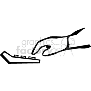 Clipart illustration of a hand pressing a button on a calculator