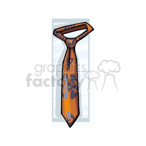 A clipart image of an orange necktie with a patterned design.
