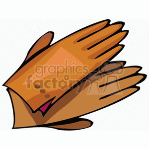 Illustration of a pair of brown gloves.
