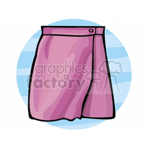 Clipart image of a pink skirt with a button on the waistband.