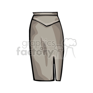 Clipart image of a gray pencil skirt with a front slit