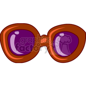 A clipart image of oversized sunglasses with brown frames and purple lenses.