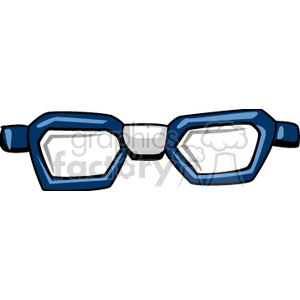 Clipart image of a pair of blue-framed eyeglasses with a white bridge.