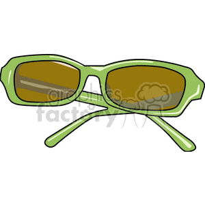 Clipart image of a pair of green sunglasses with dark lenses.