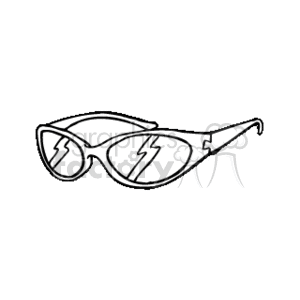 A clipart image of a pair of sunglasses with lightning bolt designs on the lenses, suggesting reflection 