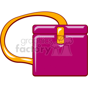Clipart image of a purple handbag with a yellow handle.