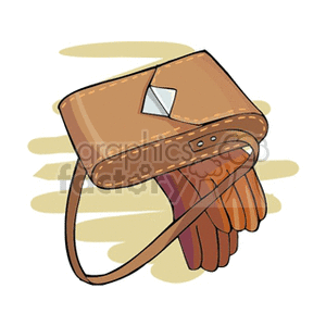 Brown Handbag with Gloves