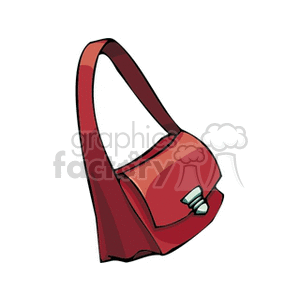 A clipart image of a red handbag with a single strap and a metal clasp.