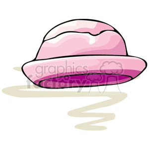 Clipart image of a pink hat with a brim and a wavy shadow underneath.