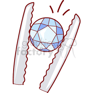 Clipart image of a round, polished gemstone being inspected with tweezers.