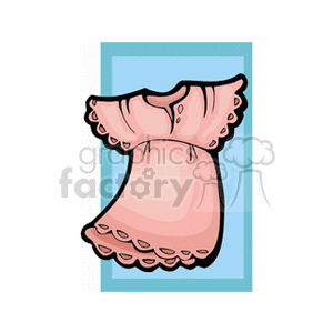 A clipart image of a pink dress over a blue background.