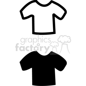 Clipart image of two shirts, one outlined and one in solid black.