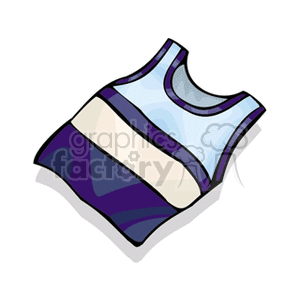 A colorful tank top with blue, white, and purple stripes.