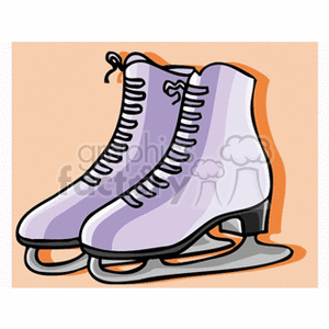 Illustration of a pair of purple ice skates with laces.