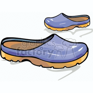 Clipart image of blue sandals with yellow soles.