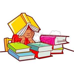 Frustrated Student Studying with Books