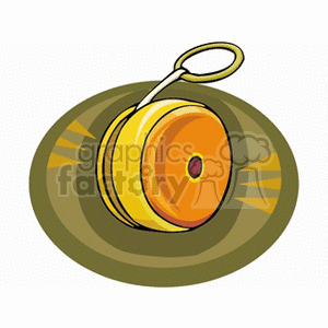 A colorful illustration of a yoyo on a circular background.