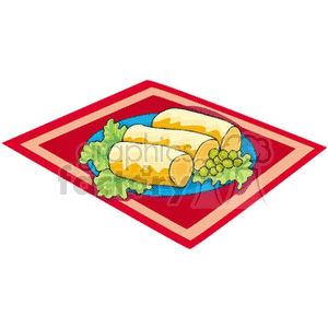 Dinner Plate with Food Rolls and Grapes