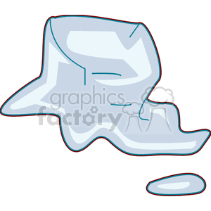 Clipart of a melting ice cube with a small puddle of water.