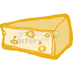 Illustration of Yellow Swiss Cheese Wedge