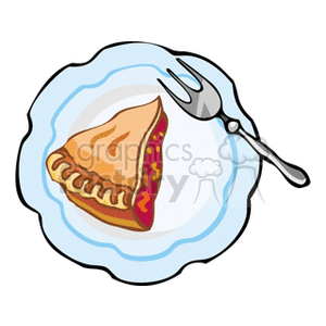 A clipart image showing a slice of pie on a plate with a fork.