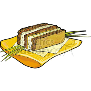 Clipart image of a slice of cake or dessert on a decorative plate.