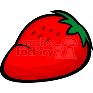 Clipart image of a red strawberry with a green leaf top, representing healthy and delicious fruit snacks.