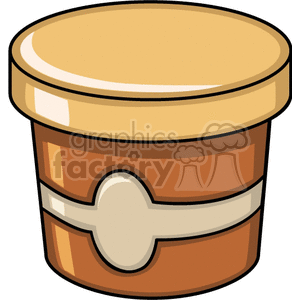 Illustration of a dessert cup or ice cream container with a lid.