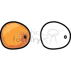 A clipart image of an orange next to an outline of an orange.