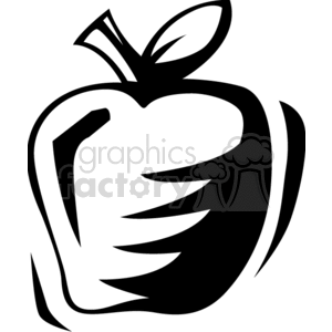 Black and white clipart image of an apple.