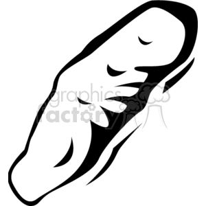 A black and white clipart illustration of a pickled cucumber