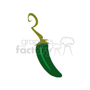 The clipart image depicts a single jalapeño pepper, which is a type of hot, spicy pepper commonly used in Mexican and Hispanic cuisine. The jalapeño is depicted in a stylized form with a curved stem at the top.