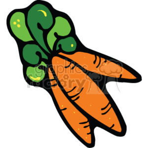 The clipart image shows two orange carrots with green tops, suggesting fresh harvested vegetables commonly associated with healthy eating and country-style cooking.