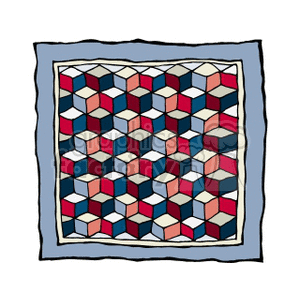 A geometric pattern with red, white, and blue cubes, creating a quilt-like design associated with American Independence Day.