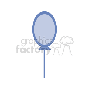 The image depicts a single blue balloon on a stick. It is a simple, flat design, commonly used as a decorative element for celebrations or parties.